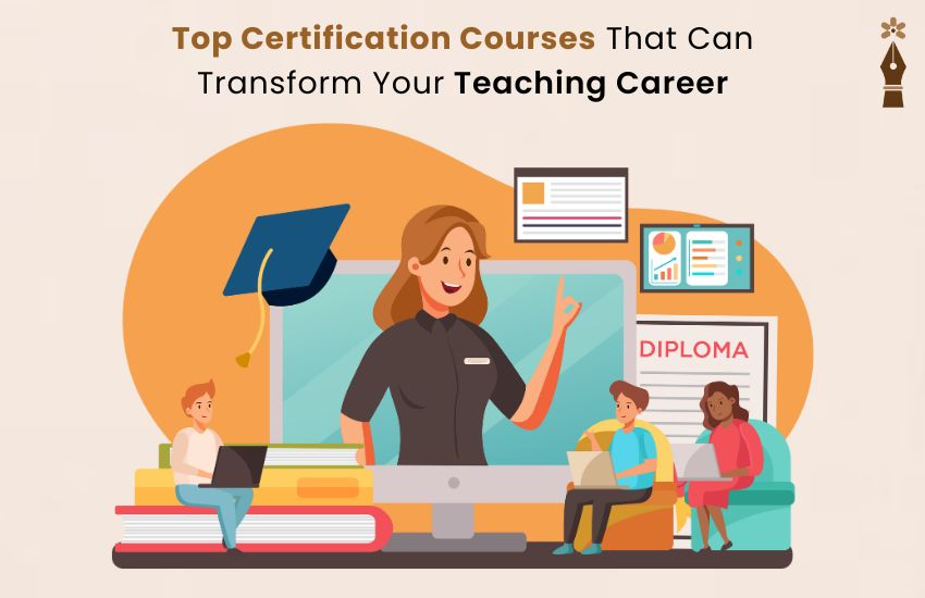 Teacher taking an online teaching certification course to boost skills and advance their career in education
