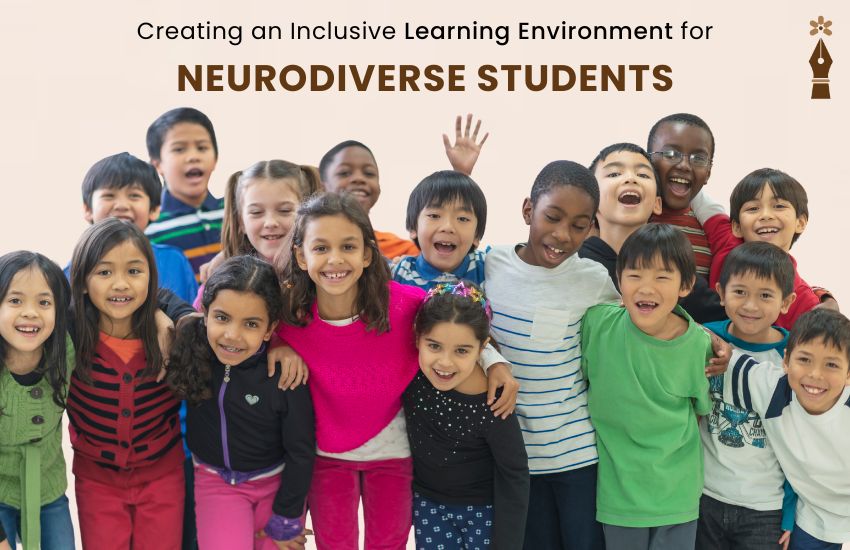 A supportive and inclusive classroom setup designed to meet neurodiverse student needs through visuals, calm areas, and flexible instruction