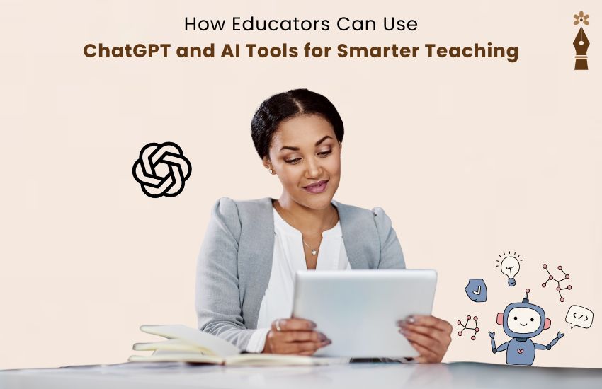 Teacher using ChatGPT and AI tools to plan lessons and engage students in class
