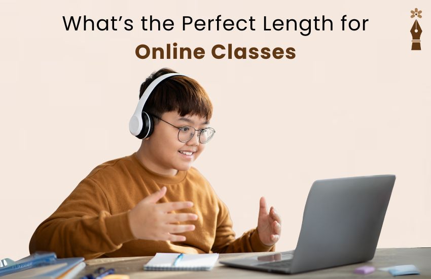 Teacher conducting age-appropriate virtual class with young students using engaging activities and short lesson formats