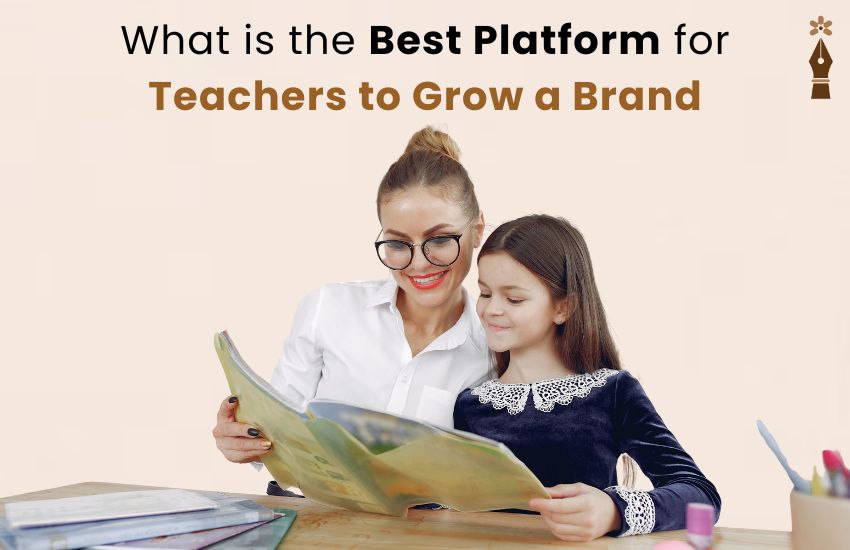 Teacher recording an educational video for social media branding