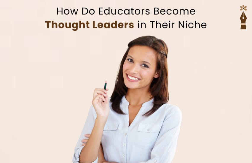 Teacher sharing ideas with colleagues, symbolizing authentic thought leadership in education