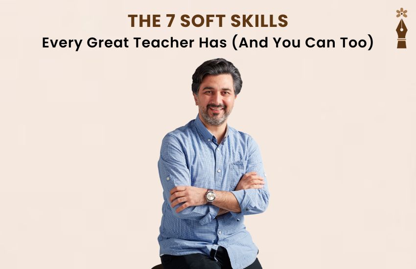 Teacher engaging students using empathy, creativity, and collaboration in a lively classroom environment