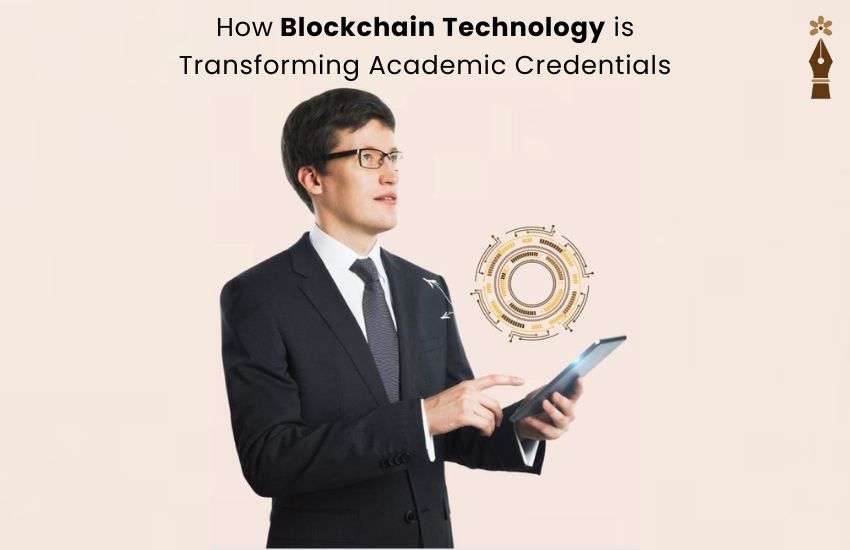Student holding smartphone showing blockchain-secured digital diploma for academic verification