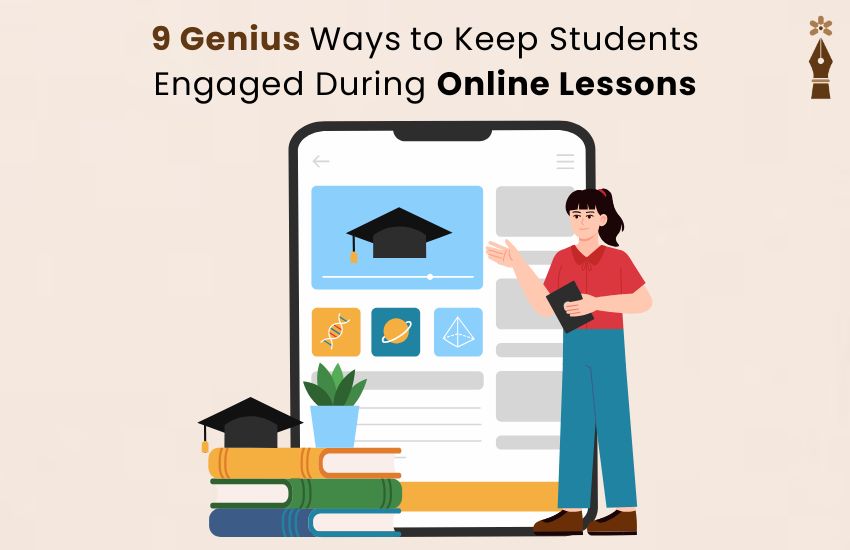 Teacher conducting online class using games and visuals to engage students on video call